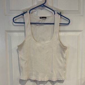Zara Cream Ribbed Tank Top
